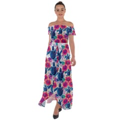Off Shoulder Open Front Chiffon Dress 