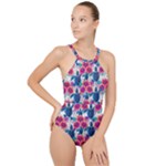 Tropical Flowers Turtles CBDOilPrincess Edf1ea6f-2cc5-4f0b-a5cc-9c146c7d79e4 High Neck One Piece Swimsuit