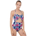 Tropical Flowers Turtles CBDOilPrincess Edf1ea6f-2cc5-4f0b-a5cc-9c146c7d79e4 Scallop Top Cut Out Swimsuit