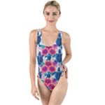 Tropical Flowers Turtles CBDOilPrincess Edf1ea6f-2cc5-4f0b-a5cc-9c146c7d79e4 High Leg Strappy Swimsuit
