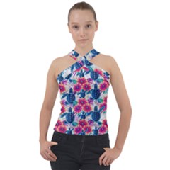Cross Neck Velour Top 