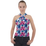 Tropical Flowers Turtles CBDOilPrincess Edf1ea6f-2cc5-4f0b-a5cc-9c146c7d79e4 Cross Neck Velour Top