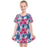 Tropical Flowers Turtles CBDOilPrincess Edf1ea6f-2cc5-4f0b-a5cc-9c146c7d79e4 Kids  Smock Dress