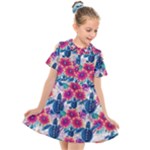 Tropical Flowers Turtles CBDOilPrincess Edf1ea6f-2cc5-4f0b-a5cc-9c146c7d79e4 Kids  Short Sleeve Shirt Dress