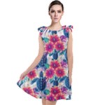 Tropical Flowers Turtles CBDOilPrincess Edf1ea6f-2cc5-4f0b-a5cc-9c146c7d79e4 Tie Up Tunic Dress