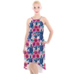 Tropical Flowers Turtles CBDOilPrincess Edf1ea6f-2cc5-4f0b-a5cc-9c146c7d79e4 High-Low Halter Chiffon Dress 