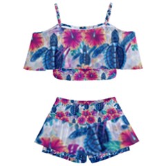 Kids  Off Shoulder Skirt Bikini 
