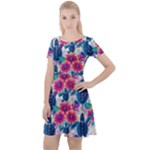 Tropical Flowers Turtles CBDOilPrincess Edf1ea6f-2cc5-4f0b-a5cc-9c146c7d79e4 Cap Sleeve Velour Dress 