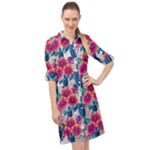 Tropical Flowers Turtles CBDOilPrincess Edf1ea6f-2cc5-4f0b-a5cc-9c146c7d79e4 Long Sleeve Mini Shirt Dress