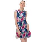 Tropical Flowers Turtles CBDOilPrincess Edf1ea6f-2cc5-4f0b-a5cc-9c146c7d79e4 Sleeveless Shirt Dress