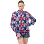 Tropical Flowers Turtles CBDOilPrincess Edf1ea6f-2cc5-4f0b-a5cc-9c146c7d79e4 High Neck Long Sleeve Chiffon Top