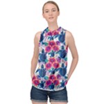 Tropical Flowers Turtles CBDOilPrincess Edf1ea6f-2cc5-4f0b-a5cc-9c146c7d79e4 High Neck Satin Top