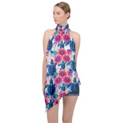 Halter Asymmetric Satin Top 