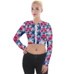 Tropical Flowers Turtles CBDOilPrincess Edf1ea6f-2cc5-4f0b-a5cc-9c146c7d79e4 Long Sleeve Cropped Velvet Jacket