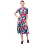 Tropical Flowers Turtles CBDOilPrincess Edf1ea6f-2cc5-4f0b-a5cc-9c146c7d79e4 Keyhole Neckline Chiffon Dress