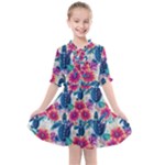 Tropical Flowers Turtles CBDOilPrincess Edf1ea6f-2cc5-4f0b-a5cc-9c146c7d79e4 Kids  All Frills Chiffon Dress