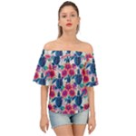 Tropical Flowers Turtles CBDOilPrincess Edf1ea6f-2cc5-4f0b-a5cc-9c146c7d79e4 Off Shoulder Short Sleeve Top