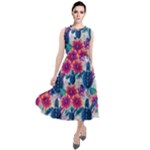 Tropical Flowers Turtles CBDOilPrincess Edf1ea6f-2cc5-4f0b-a5cc-9c146c7d79e4 Round Neck Boho Dress