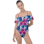 Tropical Flowers Turtles CBDOilPrincess Edf1ea6f-2cc5-4f0b-a5cc-9c146c7d79e4 Frill Detail One Piece Swimsuit