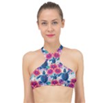 Tropical Flowers Turtles CBDOilPrincess Edf1ea6f-2cc5-4f0b-a5cc-9c146c7d79e4 High Neck Bikini Top