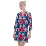 Tropical Flowers Turtles CBDOilPrincess Edf1ea6f-2cc5-4f0b-a5cc-9c146c7d79e4 Open Neck Shift Dress