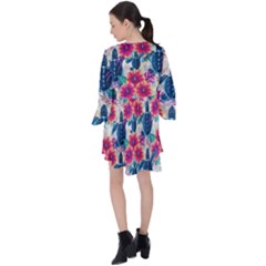 V-Neck Flare Sleeve Mini Dress 