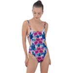 Tropical Flowers Turtles CBDOilPrincess Edf1ea6f-2cc5-4f0b-a5cc-9c146c7d79e4 Tie Strap One Piece Swimsuit