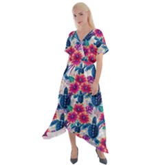 Cross Front Sharkbite Hem Maxi Dress 