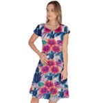 Tropical Flowers Turtles CBDOilPrincess Edf1ea6f-2cc5-4f0b-a5cc-9c146c7d79e4 Classic Short Sleeve Dress