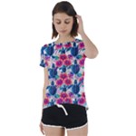 Tropical Flowers Turtles CBDOilPrincess Edf1ea6f-2cc5-4f0b-a5cc-9c146c7d79e4 Short Sleeve Foldover Tee