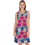 Tropical Flowers Turtles CBDOilPrincess Edf1ea6f-2cc5-4f0b-a5cc-9c146c7d79e4 Knee Length Skater Dress With Pockets
