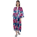 Tropical Flowers Turtles CBDOilPrincess Edf1ea6f-2cc5-4f0b-a5cc-9c146c7d79e4 Maxi Satin Kimono
