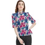 Tropical Flowers Turtles CBDOilPrincess Edf1ea6f-2cc5-4f0b-a5cc-9c146c7d79e4 Frill Neck Blouse