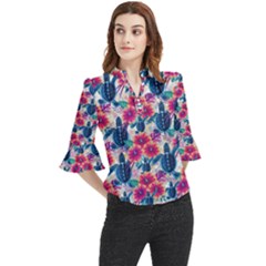 Loose Horn Sleeve Chiffon Blouse 