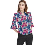 Tropical Flowers Turtles CBDOilPrincess Edf1ea6f-2cc5-4f0b-a5cc-9c146c7d79e4 Loose Horn Sleeve Chiffon Blouse