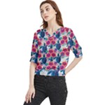 Tropical Flowers Turtles CBDOilPrincess Edf1ea6f-2cc5-4f0b-a5cc-9c146c7d79e4 Quarter Sleeve Blouse