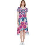 Tropical Flowers Turtles CBDOilPrincess Edf1ea6f-2cc5-4f0b-a5cc-9c146c7d79e4 High Low Boho Dress