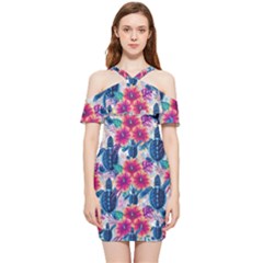 Shoulder Frill Bodycon Summer Dress 