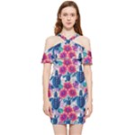 Tropical Flowers Turtles CBDOilPrincess Edf1ea6f-2cc5-4f0b-a5cc-9c146c7d79e4 Shoulder Frill Bodycon Summer Dress