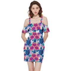 Shoulder Frill Bodycon Summer Dress 