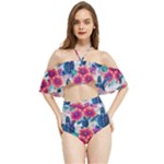 Tropical Flowers Turtles CBDOilPrincess Edf1ea6f-2cc5-4f0b-a5cc-9c146c7d79e4 Halter Flowy Bikini Set 