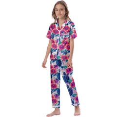 Kids  Satin Short Sleeve Pajamas Set 