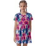 Tropical Flowers Turtles CBDOilPrincess Edf1ea6f-2cc5-4f0b-a5cc-9c146c7d79e4 Kids  Asymmetric Collar Dress