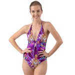 Psychedelic Meditation  CBDOilPrincess  71bfb2da-e92a-4d84-8ee3-468fa9cd04c2 Halter Cut-Out One Piece Swimsuit