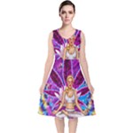 Psychedelic Meditation  CBDOilPrincess  71bfb2da-e92a-4d84-8ee3-468fa9cd04c2 V-Neck Midi Sleeveless Dress 