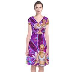 Short Sleeve Front Wrap Dress 