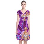 Psychedelic Meditation  CBDOilPrincess  71bfb2da-e92a-4d84-8ee3-468fa9cd04c2 Short Sleeve Front Wrap Dress