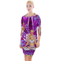 Quarter Sleeve Hood Bodycon Dress 