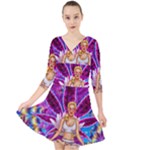 Psychedelic Meditation  CBDOilPrincess  71bfb2da-e92a-4d84-8ee3-468fa9cd04c2 Quarter Sleeve Front Wrap Dress