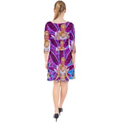Quarter Sleeve Front Wrap Dress 